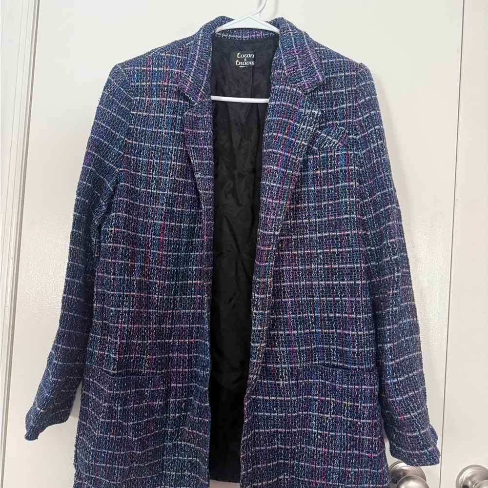 Elegant Multicolor Tweed Blazer